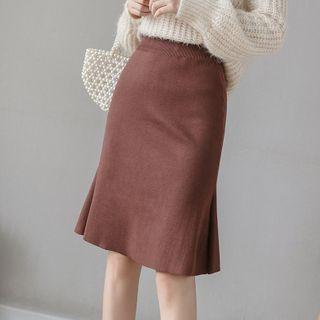 Slit Knit Pencil Skirt