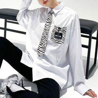 Set: Plain Shirt + Zebra Print Tie