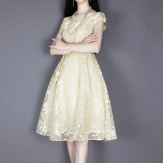 Short-sleeve Organza Minidress