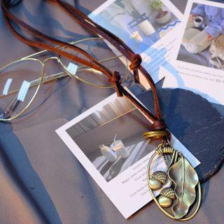 Alloy Pendant Necklace Brown - One Size