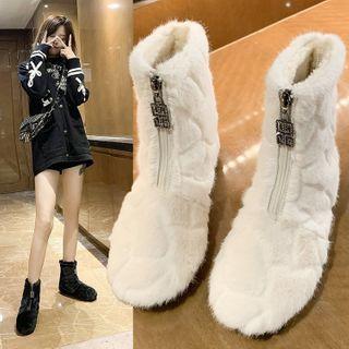 Zip-front Ankle Snow Boots