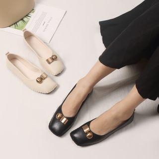 Square-toe Faux Leather Flats