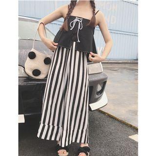 Strappy Striped Wide Leg Jumpsuit