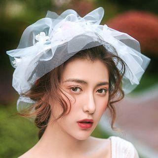 Wedding Mesh Headpiece White Headpiece - One Size