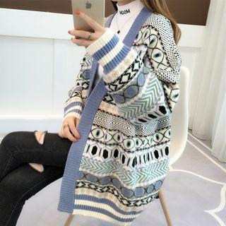 Ethnic Patterned Long-sleeve Knit Cardigan