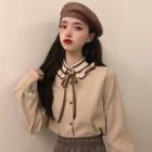 Peter Pan Collar Tied Long-sleeve Shirt