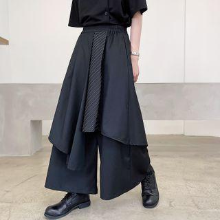 Pinstripe Panel Layered Midi Wide Leg Pants