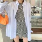 Long-sleeve Plain Shirt / Long-sleeve Striped T-shirt