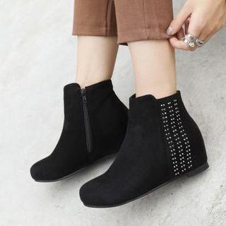 Beaded Hidden Wedge Ankle Boots
