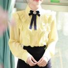 Frill-trim Blouse With Brooch