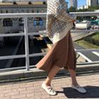 Asymmetric-hem Flare Long Skirt