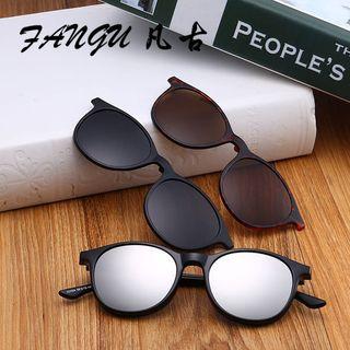 Round Eyeglasses With Clip-on Sunglasses