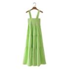 Wide-strap Tiered Midi A-line Dress