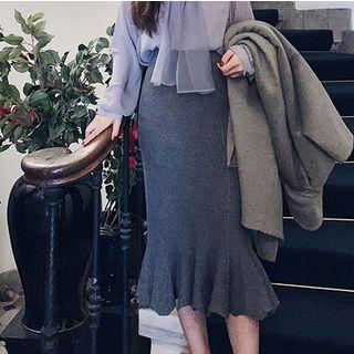 Midi Mermaid Knit Skirt Dark Gray - One Size