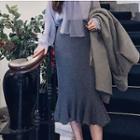 Midi Mermaid Knit Skirt Dark Gray - One Size
