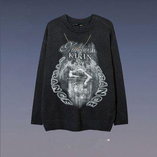Lettering Angel Print Sweater