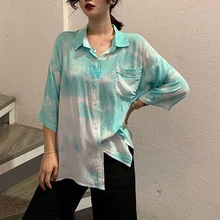 3/4-sleeve Print Chiffon Shirt