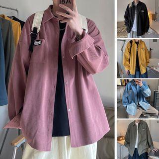 Long-sleeve Applique Quilted Shirt Jacket
