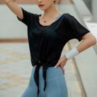 Tie-front Short-sleeve Sports Top
