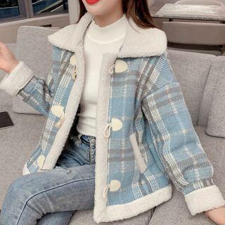 Fleece Plaid Toggle Jacket