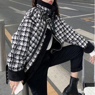 Houndstooth Buckled Zip Jacket