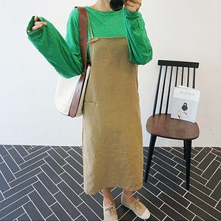 Linen Blend Sleeveless Jumper Dress