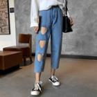 Cut Out Cropped Jeans