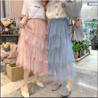 Sequin Mesh Cake Skirt