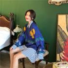 Striped Long-sleeve Loose-fit Shirt / Cartoon Sweater
