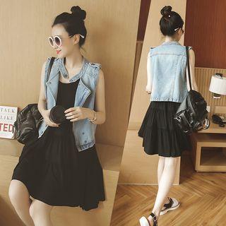 Set: Denim Vest + Tank Dress