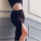 High Waist Slit Midi Skirt