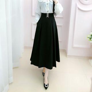 Set: Plain Midi Skirt + Belt