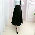 Set: Plain Midi Skirt + Belt