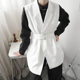 Double Breasted Vest With Belt