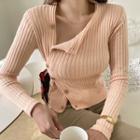 Side-button Rib-knit Top