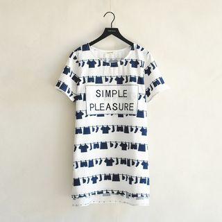 Short-sleeve Print Long T-shirt
