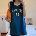 Short-sleeve Plain T-shirt / Lettering Tank Top