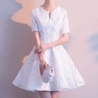 Short-sleeve Split-hem Mini A-line Dress