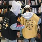Couple Matching Lettering Hooded Button Jacket