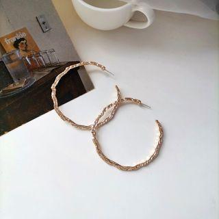 Alloy Open Hoop Earring 1 Pair - S925silver Ear Tie - Gold - One Size