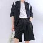 Color Block Short Sleeve Blazer