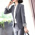 Single-breasted Blazer / Fitted Skirt / Dress Pants / Long-sleeve Shirt