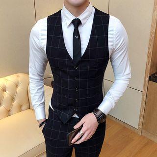 Plaid Single Breasted Vest