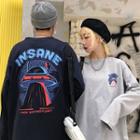 Long-sleeve Spaceship Print T-shirt