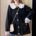 Lace Button-up Jacket Black - One Size