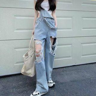 Distressed Wide Leg Jumper Jeans