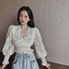 Long-sleeve Lace Cropped Blouse