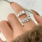 Shirred Alloy Open Ring Silver - One Size