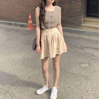 Sleeveless Plaid Top / Skorts