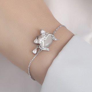 Sterling Silver Cat Eye Stone Bracelet Silver - One Size